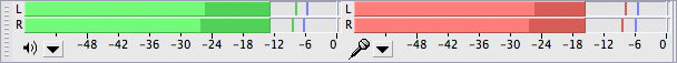 meter toolbar showing playback and recording levels