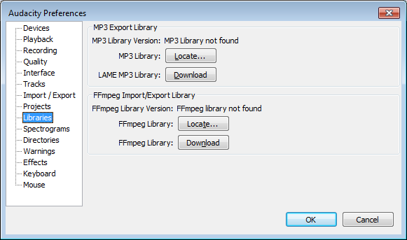 preference's libraries dialog