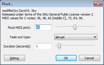 Pluck generator dialog