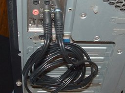 Loopback cable plugged into a PC