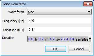 Tone generator dialog