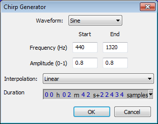 Chirp generator dialog