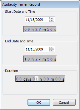 Timer Record dialog