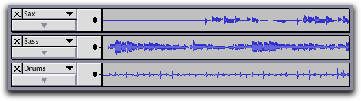 Three tracks collapsed to minimum space