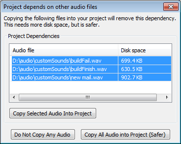 image of Check Dependencies dialog