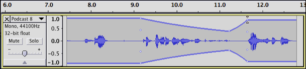 Example of amplitude envelope applied to the track