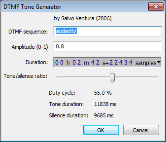 DTMF tone generator dialog